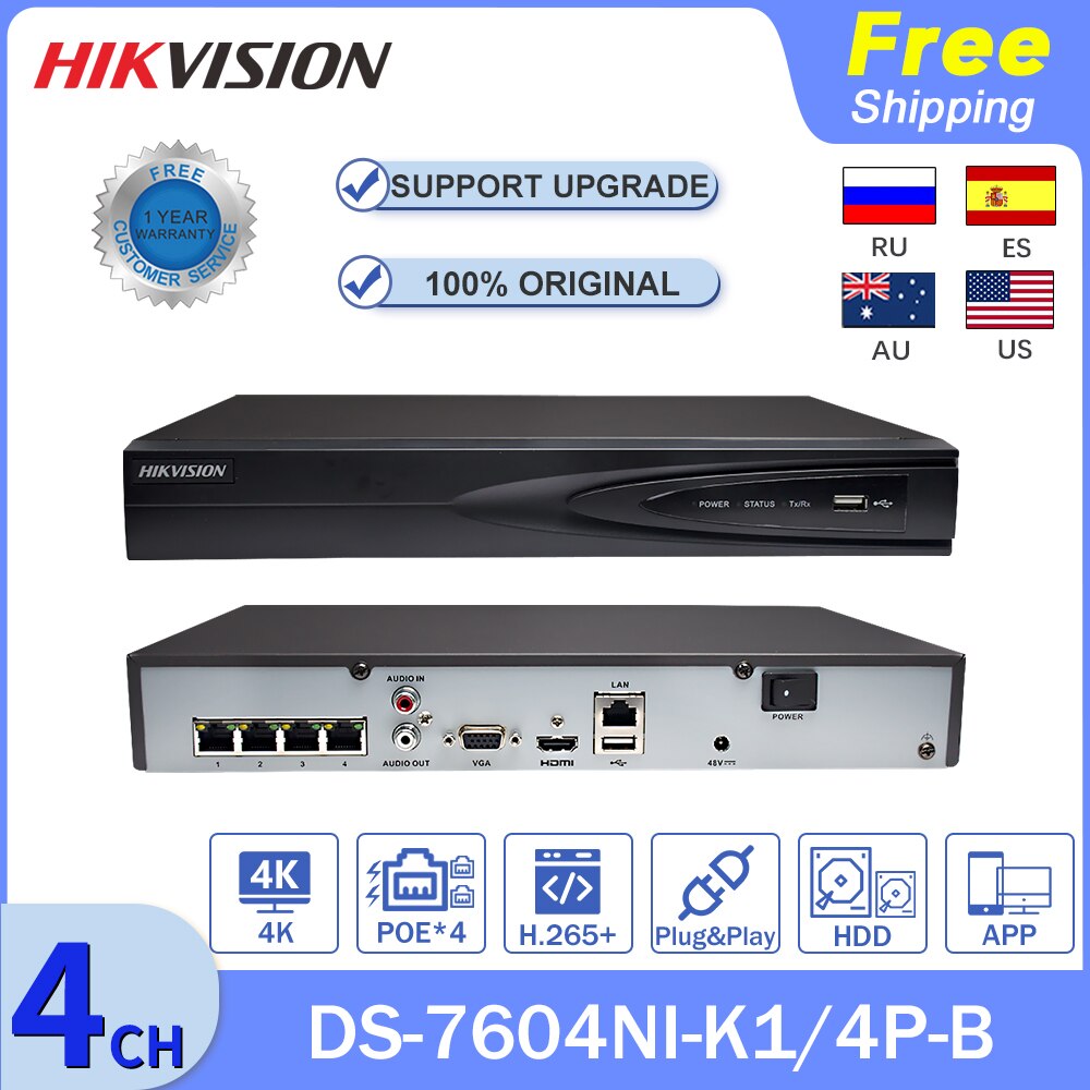  Hikvision   NVR 4CH 4K 8MP DS-7604NI-K..
